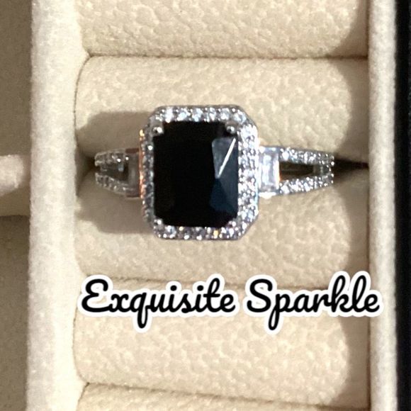 🖤Stunning Sterling Silver (925) 3.75C Emerald Cut Genuine Black Onyx 💎 R… - Picture 10 of 16